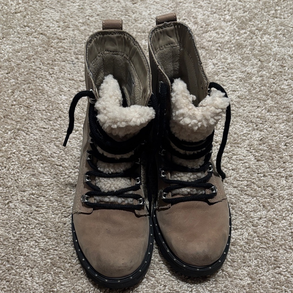 Sorel Tan and Black Combat Boots